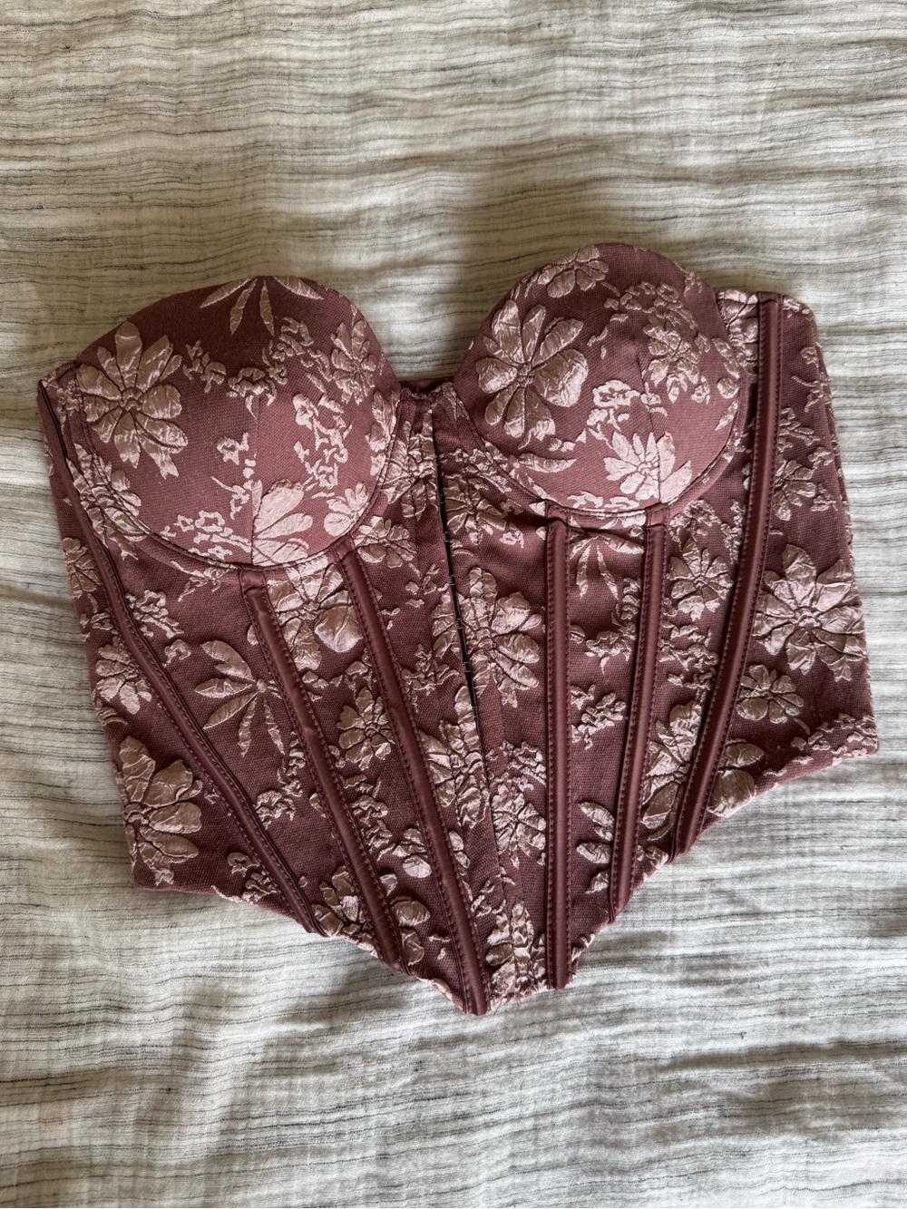 Windsor Mauve Floral Jacquard Corset Bustier Top Size XS